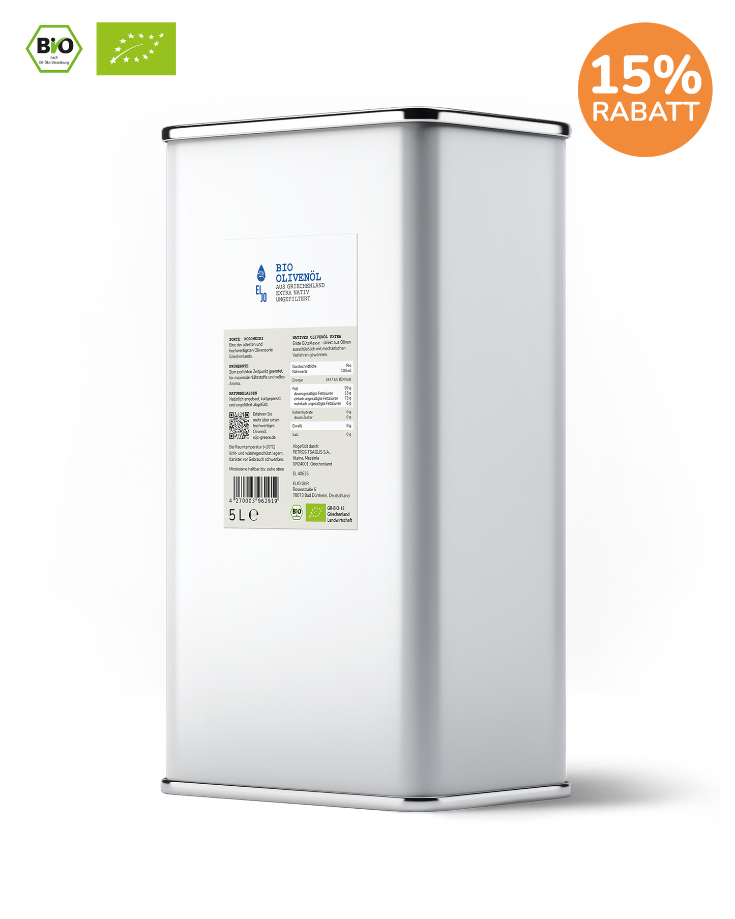 Bio-Olivenöl Extra Nativ ungefiltert